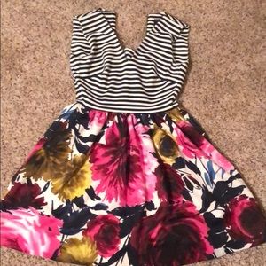 Floral & striped, pleated Just Taylor Dress